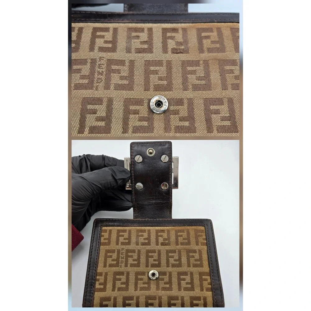 Fendi Zucca Canvas Bifold Wallet Brown Leather FF Logo